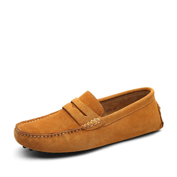  Classic Style Spring Autumn Moccasins Men's Loafers Genuine Leather Shoes Suede Flats Lightweight Driving Mart Lion - Mart Lion