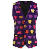 Cute Printed Suit Steampunk Waistcoat for Men's Wedding Party Dress Chaleco Hombre Vest Elegant Sleeveless Jacket Mart Lion MJ228 M 