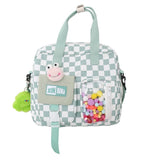Ins Harajuku Style Large-capacity Female Student Schoolbag Messenger Bag Klein Blue One-shoulder Messenger Bag Backpack Mart Lion Green  