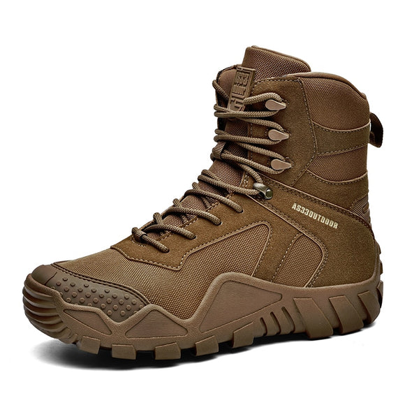 Fujeak Combat Boots Outdoor Warm Military Wear-resistant Waterproof Men's Shoes Breathable Shock Absorbing Mart Lion brown 39 