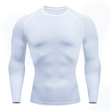 Compression Running Shirts Men's Dry Fit Fitness Gym Men Rashguard T-shirts Football Workout Bodybuilding Stretchy Clothing Mart Lion White S 