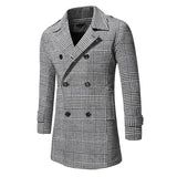 Winter Warm Men's Trench Coats and Jacket Classic Plaid Double Breasted Tweed Outwear Windproof Jaqueta Masculina Mart Lion Dark Grey M 