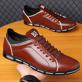 Autumn Men's Sneakers Shoes Winter Casual Solid Leather Shoe Sport Flat Round Toe Light Breathable Mart Lion brown 47 