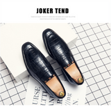 Loafers Men's Shoes PU Solid Color Casual Wedding Party All-match Crack Lattice Classic Slip-on Dress Mart Lion   