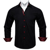 Men's Shirt Long Sleeve Red Solid Blue Paisley Color Contrast Dress Shirt for Men's Button-down Collar Clothing Mart Lion CY-2203 M 