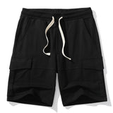 Men's Cargo Shorts Cotton Overalls Sweatshorts Casual Multi-pocket Breathable Sports Shorts Men's Running Jogger Loose Short Pants Mart Lion Black S China