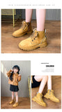 Children Work Boots Autumn Concise Style Handsome Back Yellow Boys Girls Ankle All-match Kids Shoes Mart Lion   