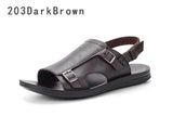 Men's Sandals Summer Premium Leather Lightweight Breathable Beach Designer Sandals Mart Lion   