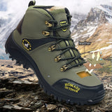  Army Green Leather Hiking Shoes Men's Waterproof Lace-up Outdoor Hunting Hiking Ankle Boots for Winter Warm Snow Mart Lion - Mart Lion