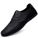 Leather Men's Breathable Driving Shoes Luxury Brands Formal Loafers Moccasins Black Mart Lion   