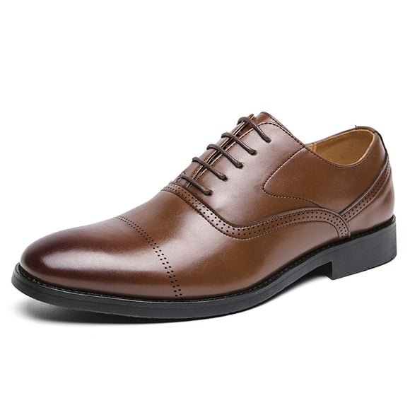 British Dress Shoes Men's Split Leather Footwear Formal Social Oxfords Mart Lion Brown 38 