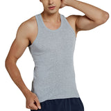 Tank Tops Men's Summer 100% Cotton Cool Fitness Vest Sleeveless Tops Gym Slim Colorful Casual Undershirt Male 7 Colors 1PCS Mart Lion GREY 1PCS M 