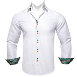 Men's Shirt Long Sleeve Red Solid Blue Paisley Color Contrast Dress Shirt for Men's Button-down Collar Clothing Mart Lion CY-2205 M 