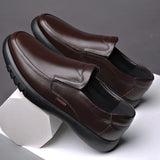 Men Handmade Shoes Genuine Leather Plush Warm Soft Anti-slip Rubber Work Loafers Casual Leather Mart Lion Brown 38 