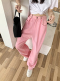 Pink Women Jeans Loose Colorful Wide Leg Brown High Waist Straight Pants Women's Casual Denim Femme Trousers Mart Lion   