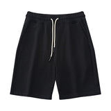 Summer Vintage Men's Casual Shorts Cotton Multicolor Drawstring Simple Sports Shorts Loose Mart Lion Black M 