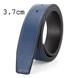 3.3cm 3.7cm Smooth Buckle belt without Buckle Real Genuine Leather Belt Body No Buckle Cowskin Belts Black Brown Blue White Red Mart Lion 3.7cm Blue China 105cm