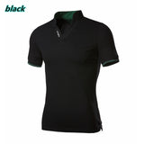 Men's Cotton Polo Shirt Short Sleeve Polo Shirt Homme Mart Lion Black M 