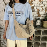 Large-capacity bag women textured commuter tote bag simple class canvas shoulder bag Mart Lion   