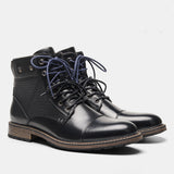Double Shoelace Men's Boots British Style Ankle Boots With Zipper Mart Lion Black 651 40 
