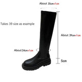 Women Over The Knee High Boots Motorcycle Chelsea Platform Winter Gladiator PU Leather High Heels Shoes Mart Lion   