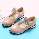 Girls Leather Shoes Summer PU Patent Leather Kids Dress High Heels Butterfly-knot Dress Wedding Chic Mart Lion   