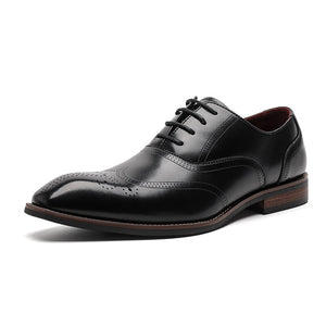 Luxury Genuine Leather Shoes Men's Dress British Vintage Carving Wingtips Brogues Formal Mart Lion Black 38 