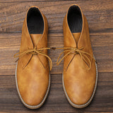 Retro Men's Ankle boots Plus Size Desert Boots Comfortable Leather Mart Lion   