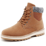 Winter Boots Men's Classic Cowboy Ankle Cowboy Snow High Top Winter Casual Shoes Mart Lion Khaki 6.5 