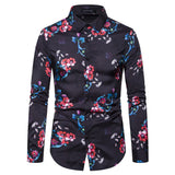Shirts Men's Dress Casual Abstract Spider Web Print Long Sleeve Camisa Social Gradient Elasticity Mart Lion YS027 S 