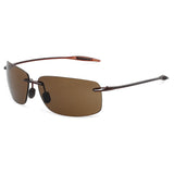 Classic Sports Rimless Sunglasses Men Women Male Driving Golf Rectangle Ultralight Frame UV400  De Sol Mart Lion Brown Other 