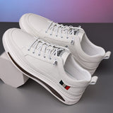  White Men's Leather Sneakers Autumn Vulcanized Shoes Sports Jogging Tenis Casual Mart Lion - Mart Lion
