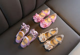  Flowers Children Girls Leather Shoes Sequins Purple Gold Princess for Kids Baby Little Girls Party Wedding Mart Lion - Mart Lion