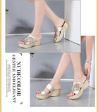  Women Summer Slippers Ladies Glitter PU Wedges Shoes Casual Slingbacks Sandals Platform Woman Flat Slippers Mart Lion - Mart Lion