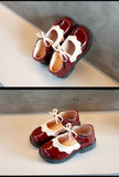 Children Mary Janes Red Black Ruffles Bowknot Patent Leather Kids Princess Shoes Round Toe Girl's Flat Mart Lion   