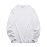100% Cotton Long SleeveT Shirt Casual Basic Loose Tshirt Women Summer Oversized Solid Tees Korean Female Tops Mart Lion White S (45-50KG) 