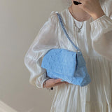  Summer Niche Texture Blue Chain Flip Handbags Canvas Bag All-match Underarm Messenger Bags For Women Shoulder Bag Mart Lion - Mart Lion