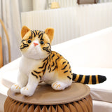 4 Colors 31cm INS Like Real Prone Cat Plush Doll Stuffed Pure Colors Grey White Yellow Kitten Toy Pets Animal Kids Gift Mart Lion 26cm brown black  