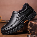 Autumn Genuine Leather Shoes Men Loafers Soft Cow Casual Breathable Footwear Rubber Black Brown Slip-on Mart Lion   