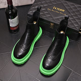 Men's Brogue Shoes Green Ankle Boots Mart Lion   