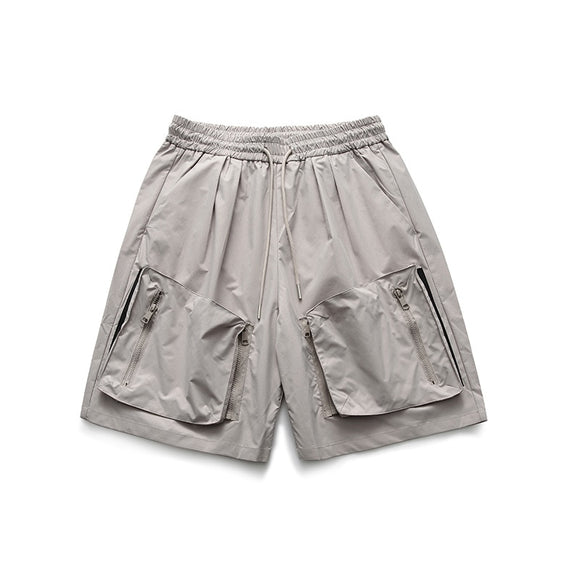 Three-Dimensional Large Pocket Men's Shorts Solid Color Zipper Pocket Drawstring Loose Casual Shorts For Men's Sports Shorts Mart Lion   