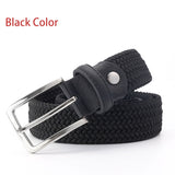 Stretch Canvas Leather Belts for Men's Female Casual Knitted Woven Military Tactical Strap Elastic Belt for Pants Jeans Mart Lion Black 100cm 