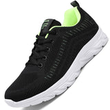 Men's Leather Walking Jogging Sneakers Running Sport Shoes Black Lightweight Athletic Trainers Breathable Mart Lion   