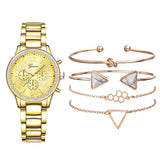 4PCS Women Watches Set Bracelet Watch Ladies Wristwatch Dress Female Clock Montre  Relogio Feminino Mart Lion Gold  