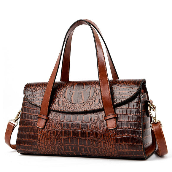 Crocodile Luxury Leather Handbags Women Bags Designer Vintage Alligator Satchel Tote Lady Shoulder Bag Mart Lion Brown  