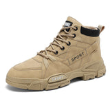Men's Shoes Winter Workwear Boots Outdoor Sports Trend Casual High Top Martin Retro Mart Lion Khaki 39 