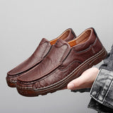 Genuine Leather Handmade Oxford Sole Shoes Men Casual Luxury Brand Loafers Breathable Black Driving Mart Lion   