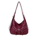 Genuine Leather Handbags Multifunction Casual Tote Bag Bagpack Mochilasr Women Shoulder Ladies bags Mart Lion Burgundy-54  