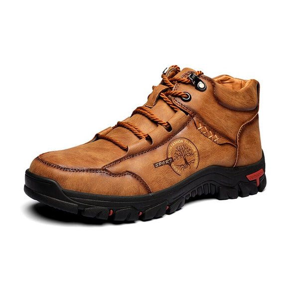 Men's Shoes Autumn Non Slip Comfy Ankle Boots Hand Stitching Casual Soft Hiking Working Mart Lion Brown 39 