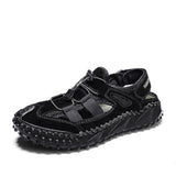 Men's Sandals Beach Sandals Soft Summer Shoes Genuine Leather Outdoor Roman Mart Lion 8939-black 38 